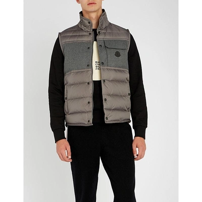 Shop Moncler Quilted Shell And Wool Gilet In Grey