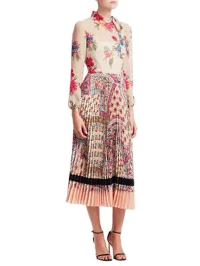 Shop Red Valentino Wild Garden Floral Midi Dress In Ivory