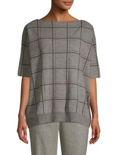 Shop Lafayette 148 Oversize Wool Jacquard Sweater In Nickel Multi