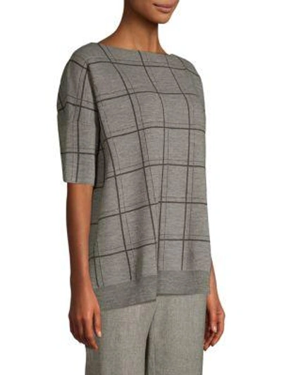 Shop Lafayette 148 Oversize Wool Jacquard Sweater In Nickel Multi