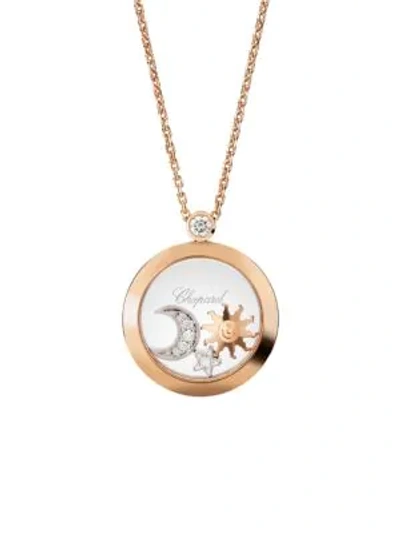 Shop Chopard Women's Happy Diamonds 18k Rose Gold & Diamond Pendant Charm Necklace