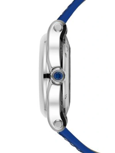Shop Chopard Happy Sport Automatic Stainless Steel Sapphire & Diamond Leather Strap Watch In Blue