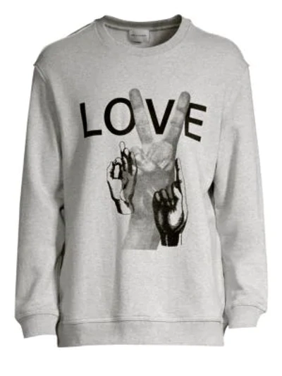 Shop Solid Homme Love Print Cotton Sweatshirt In Grey