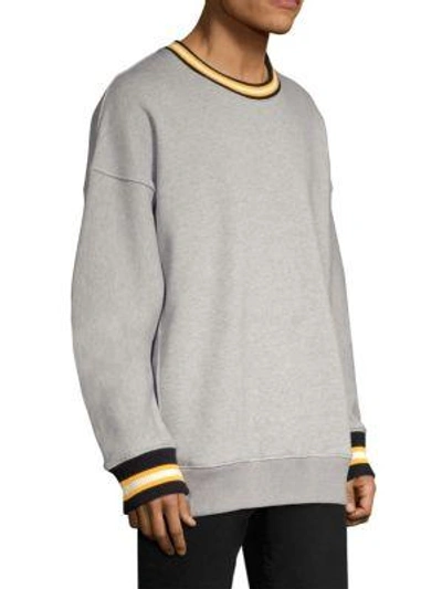 Shop Solid Homme Cotton Crewneck Sweatshirt In Grey