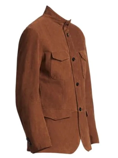 Shop Saks Fifth Avenue Collection Suede Field Jacket In Tan