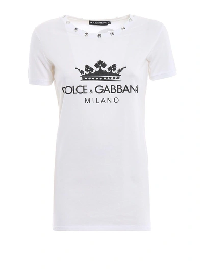 Shop Dolce & Gabbana Logo Print T-shirt In Wbianco Ottico