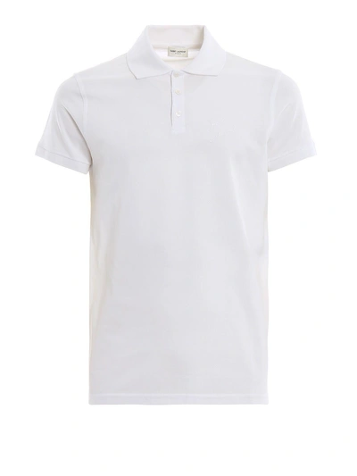 Shop Saint Laurent Classic Polo Shirt In White