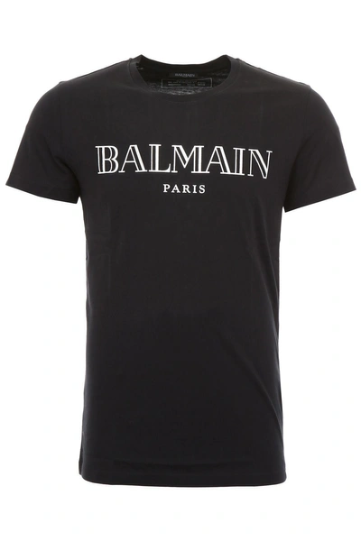 Shop Balmain Logo T-shirt In Blacknero