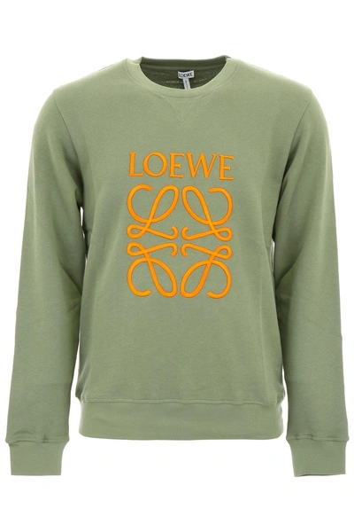 Shop Loewe Anagram Sweatshirt In Khaki Greenverde