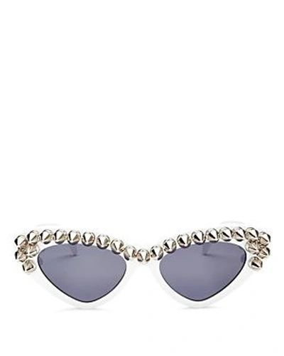 Shop Moschino Women's Studded Cat Eye Sunglasses, 59mm In White/gray