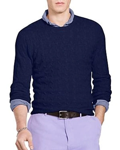 Shop Polo Ralph Lauren Cashmere Cable-knit Sweater In Bright Navy