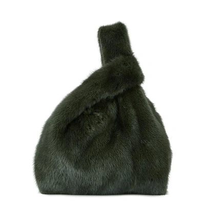 Shop Simonetta Ravizza Furrissima Charcoal Mink Fur Tote In Green