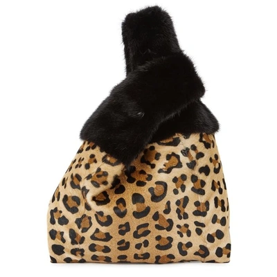 Shop Simonetta Ravizza Furrissima Leopard-print Mink Fur Tote In Black