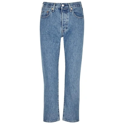 Shop Levi's 501 Cropped Selvedge Jeans In Blue