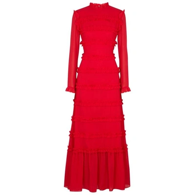 Shop Rejina Pyo Hadley Ruffle-trimmed Maxi Dress In Red