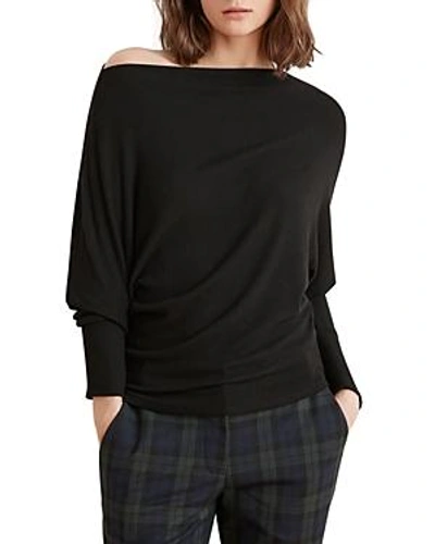 Shop Velvet By Graham & Spencer One-shoulder Rib-knit Sweater In Black