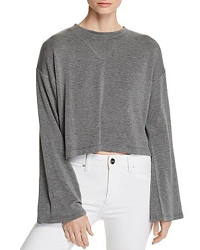 Shop Lna Abby Cropped Sweater In Heather Gray