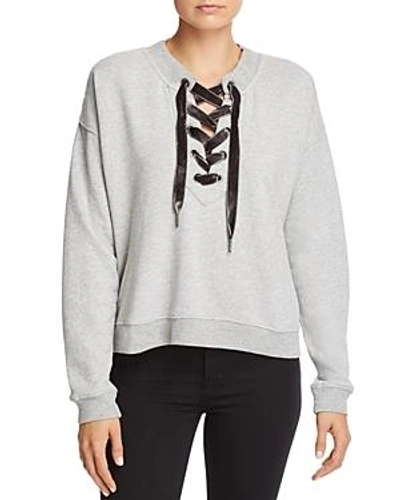 Shop Rails Ryan Lace-up Sweatshirt In Heather Gray