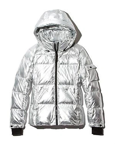 Shop Aqua Metallic Hooded Puffer Jacket - 100% Exclusive In Silver