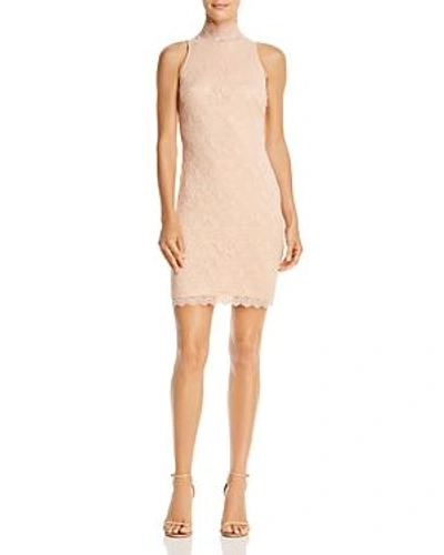 Shop Guess Vanessa Cutout Lace Body-con Dress In Pink Champagne