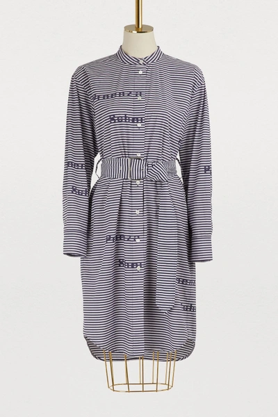 Shop Proenza Schouler Striped Shirt Dress In 21505 Indigo/white Poplin Stripe