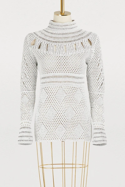 Shop Proenza Schouler Crochet Sweater In 00101 Off White