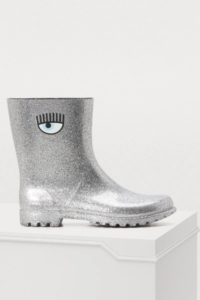 Shop Chiara Ferragni Riga Rain Boots In Silver