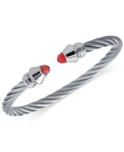 Shop Charriol Women's Fabulous Stainless Steel With Red Stones Cable Bangle Bracelet In Silver