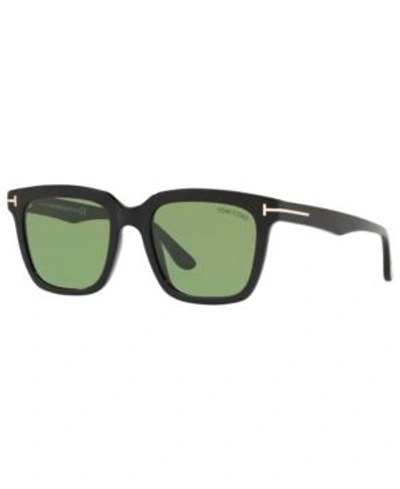 Shop Tom Ford Sunglasses, Ft0646 53 In Black Shiny / Green