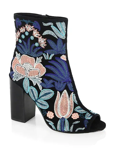 Shop Rebecca Minkoff Bridget Embroidered Leather Boots In Black Floral