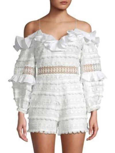 Shop Alexis Ramyna Tiered Ruffle Romper In White Embroidery