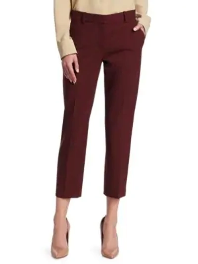 Shop Theory Treeca Skinny-leg Cropped Good Wool Suiting Pants In Deep Mulberry