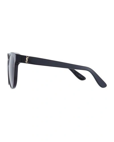 Shop Saint Laurent Mirrored Cat-eye Acetate Sunglasses In Black