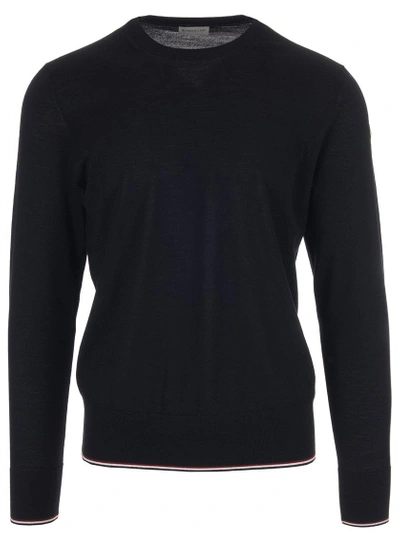 Shop Moncler Wool Knit Sweater In Black