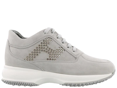 Shop Hogan Studded Interactive Sneakers In Grey