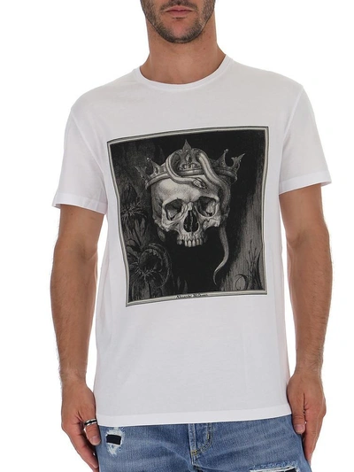 Shop Alexander Mcqueen Skull Motif T In White
