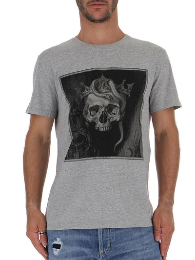 Shop Alexander Mcqueen Skull Motif T In Grey