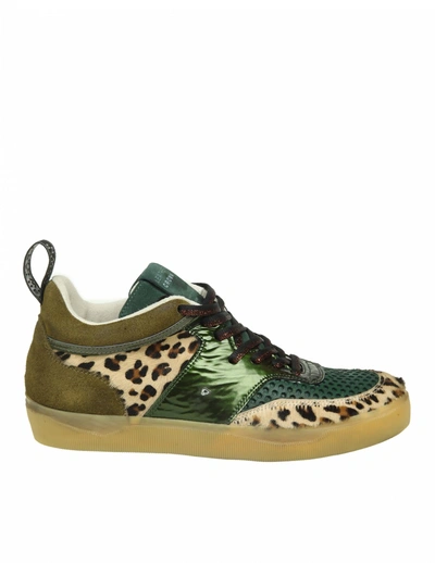 Shop Leather Crown Sneakers Suede And Pony Green Color