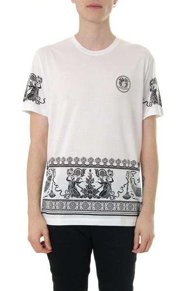 Shop Versace White Cotton T-shirt In White-black