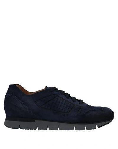 Shop Santoni Sneakers In Dark Blue