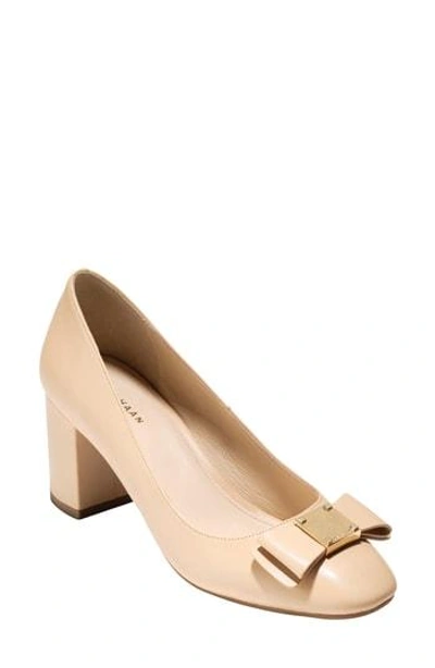 Shop Cole Haan Tali Bow Pump In Nude Leather