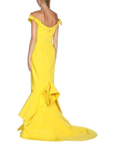 Shop Zac Posen Long Dress In Yellow