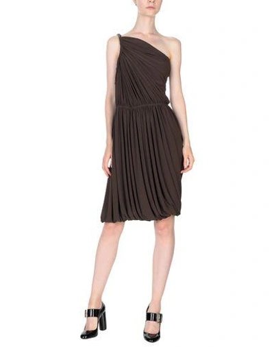 Shop Lanvin Short Dress In Dark Brown