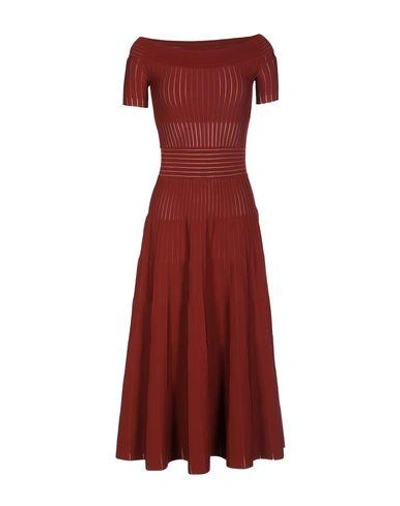 Shop Barbara Casasola Midi Dress In Brick Red