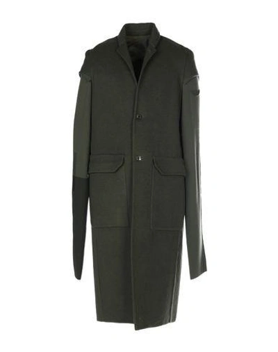 Shop Rick Owens Coat In Military Green