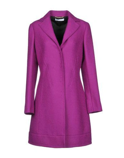 Shop Versace Coat In Purple