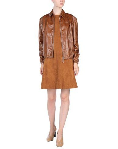 Shop Prada Biker Jacket In Camel