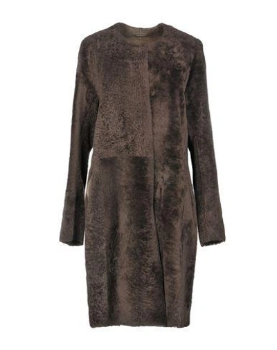 Shop Utzon Coat In Dark Brown