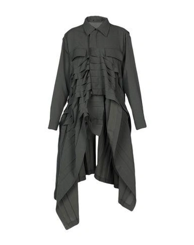 Shop Yohji Yamamoto Overcoats In Military Green