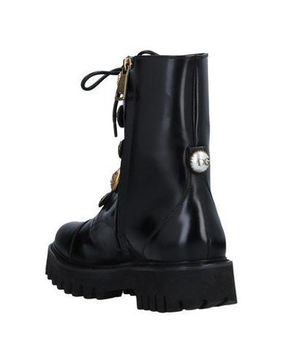 Dolce & Gabbana Embellished Glossed-leather Ankle Boots In Black